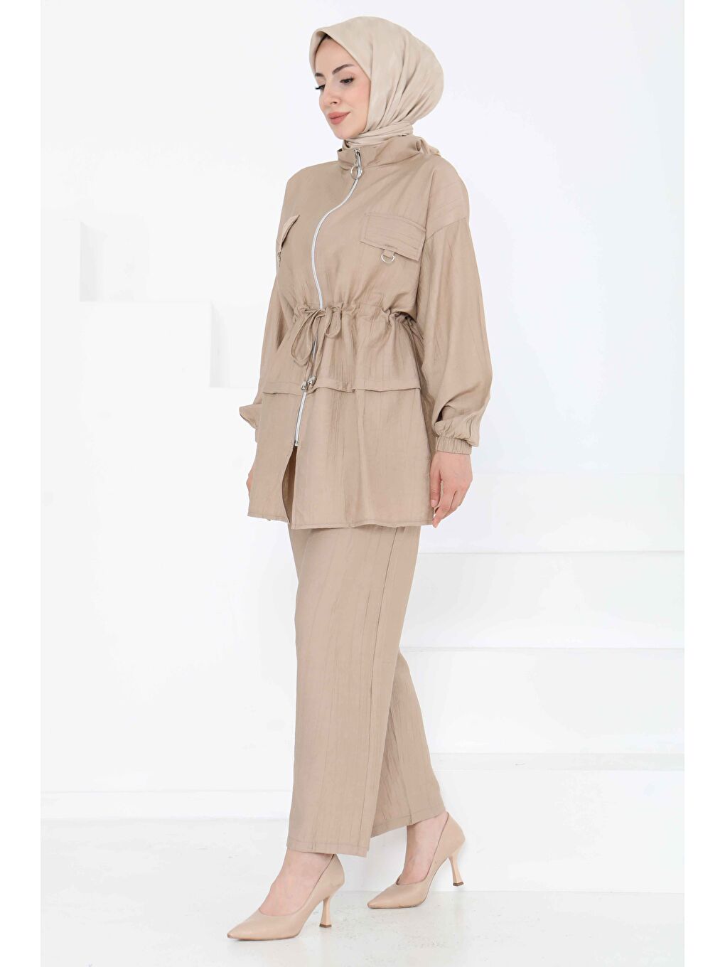 Beli Bağlamalı İkili Takım Bej - 27181-5