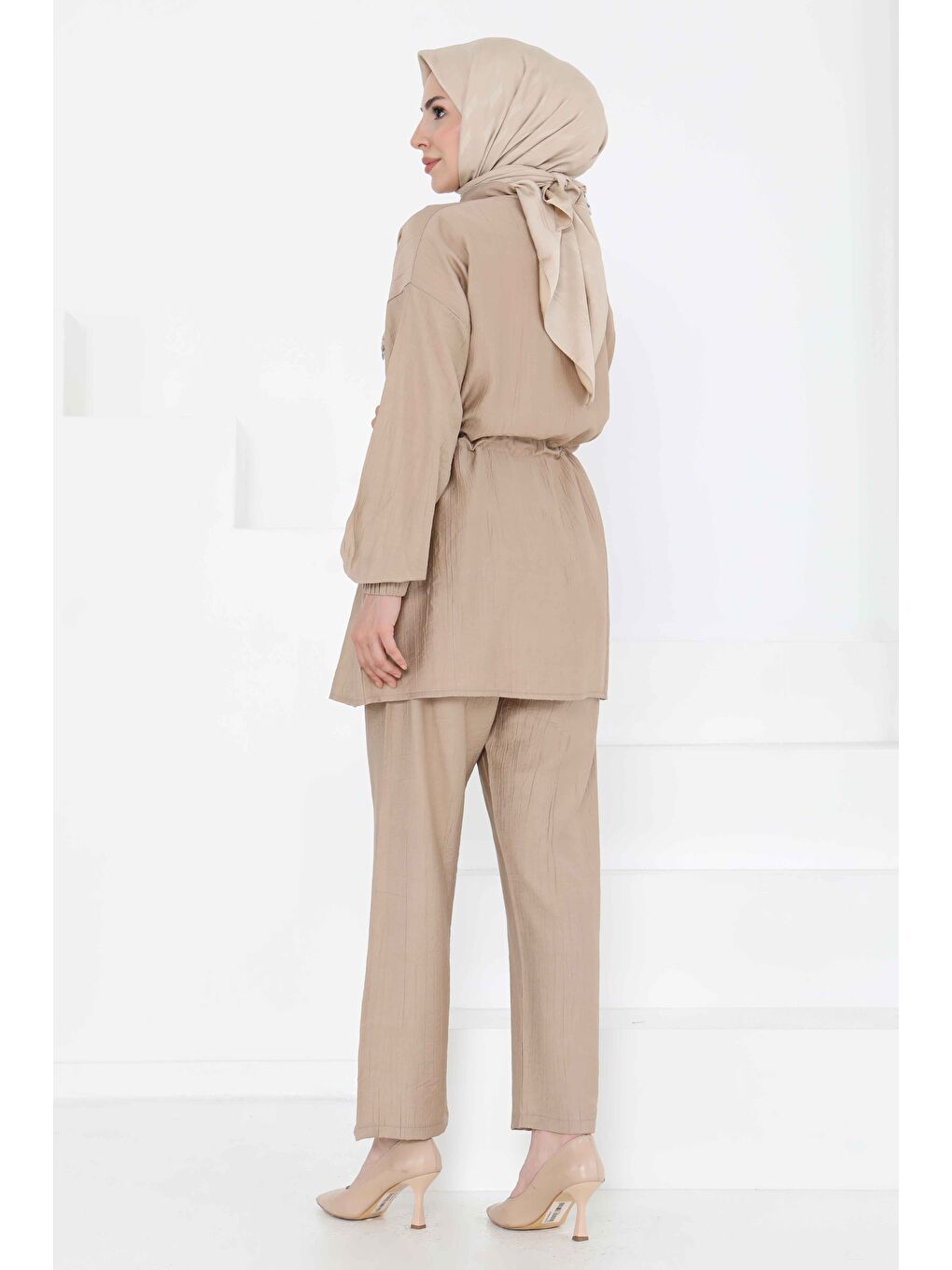 Beli Bağlamalı İkili Takım Bej - 27181-6