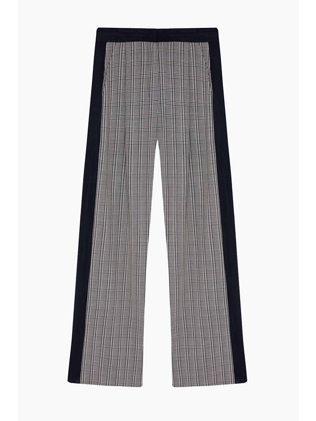 Ekose Garnili Bol Paça Pantolon Lacivert-1