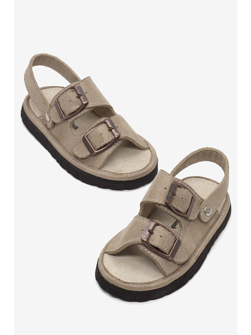 Çocuk Unisex Bej Rahat Kalıp Çift Tokalı Bebe Paitk Sandalet-1