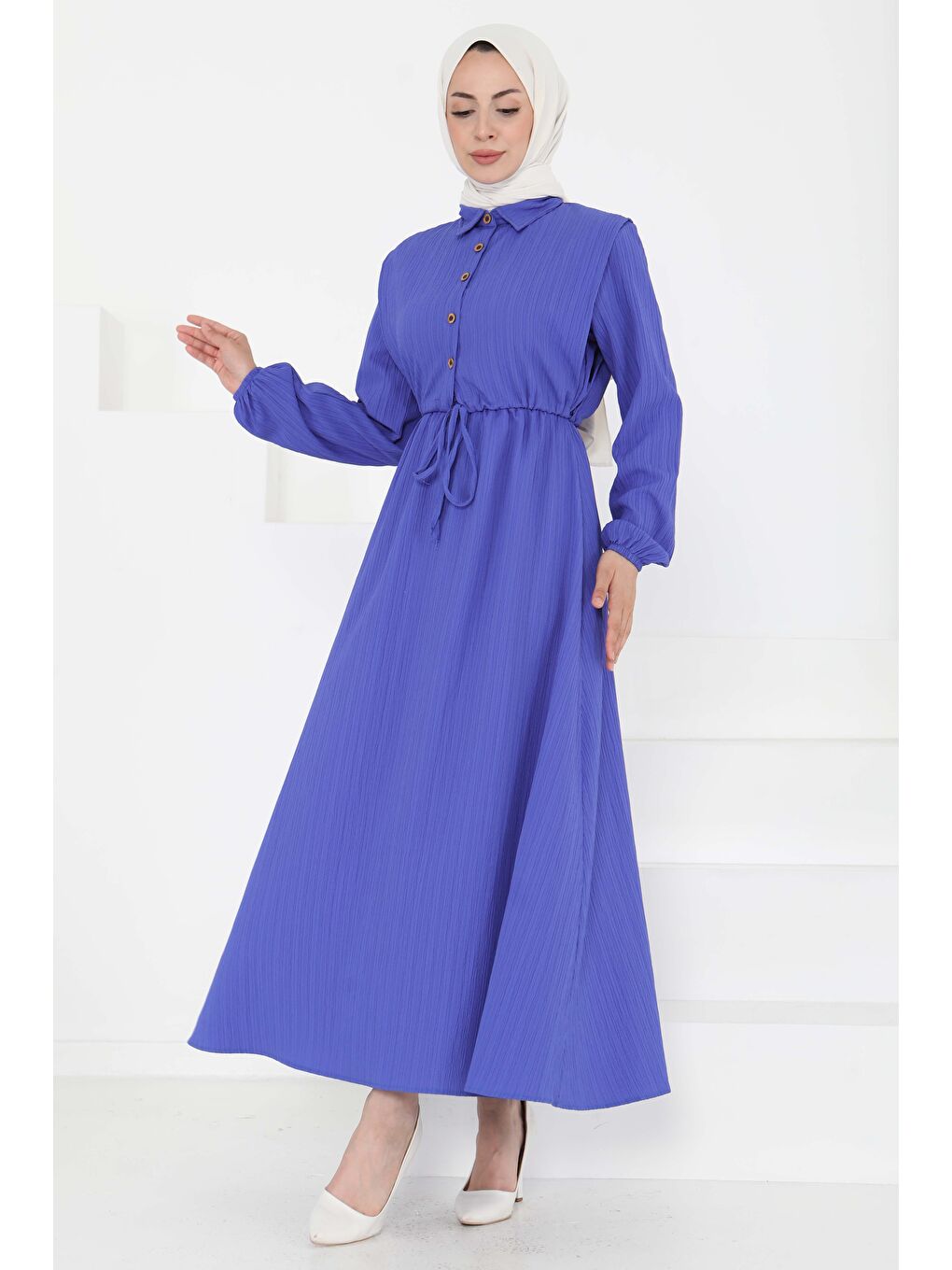 Mavi Süveterli Elbise Takım Saks - 27192