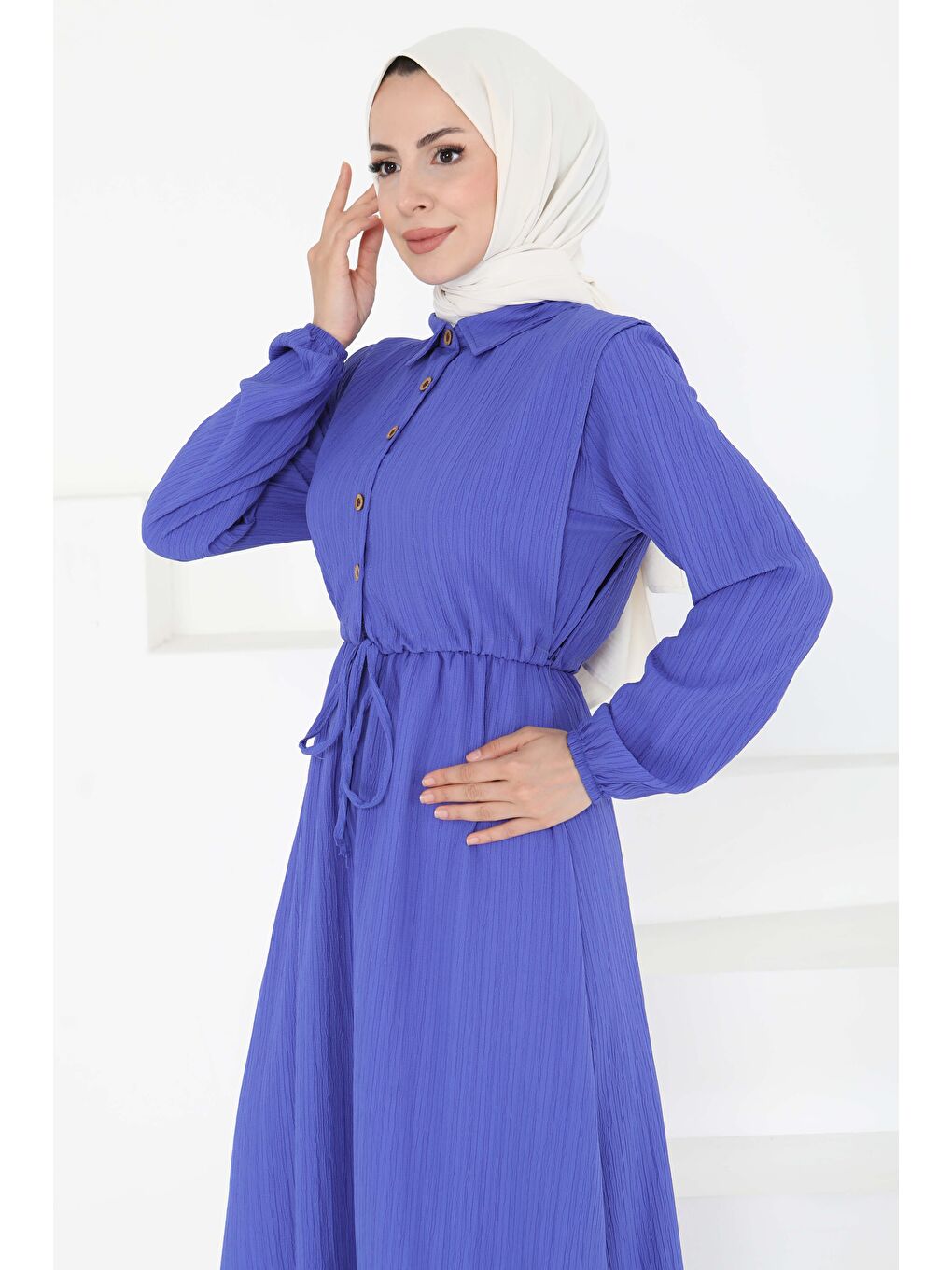 Mavi Süveterli Elbise Takım Saks - 27192-4