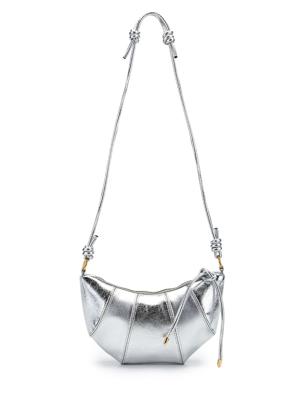Gri İp Sarkıt Detaylı Suni Deri Bohem Tarz Wade Kadın Çapraz Çanta Gümüş