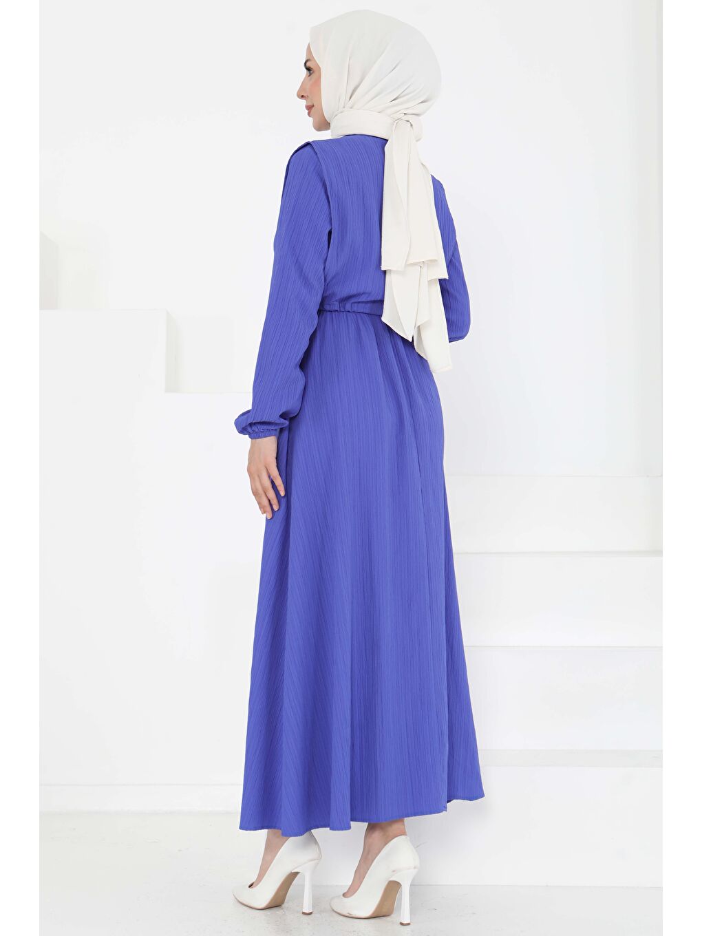 Mavi Süveterli Elbise Takım Saks - 27192-6