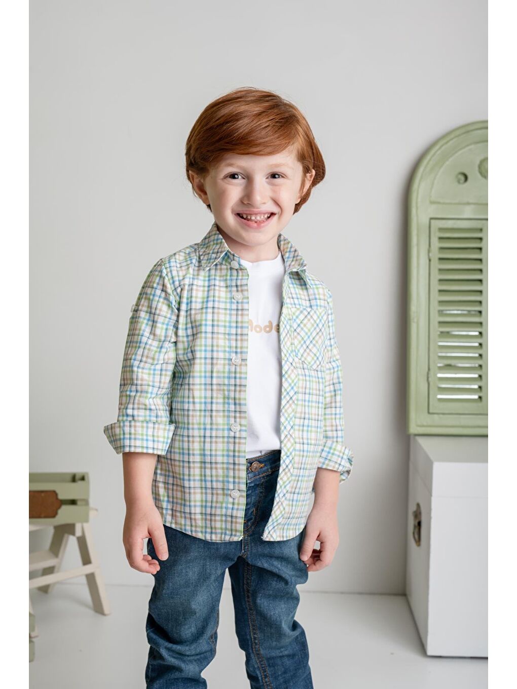 Erkek Çocuk Yelekli Dörtlü Takım - Yeşil-1