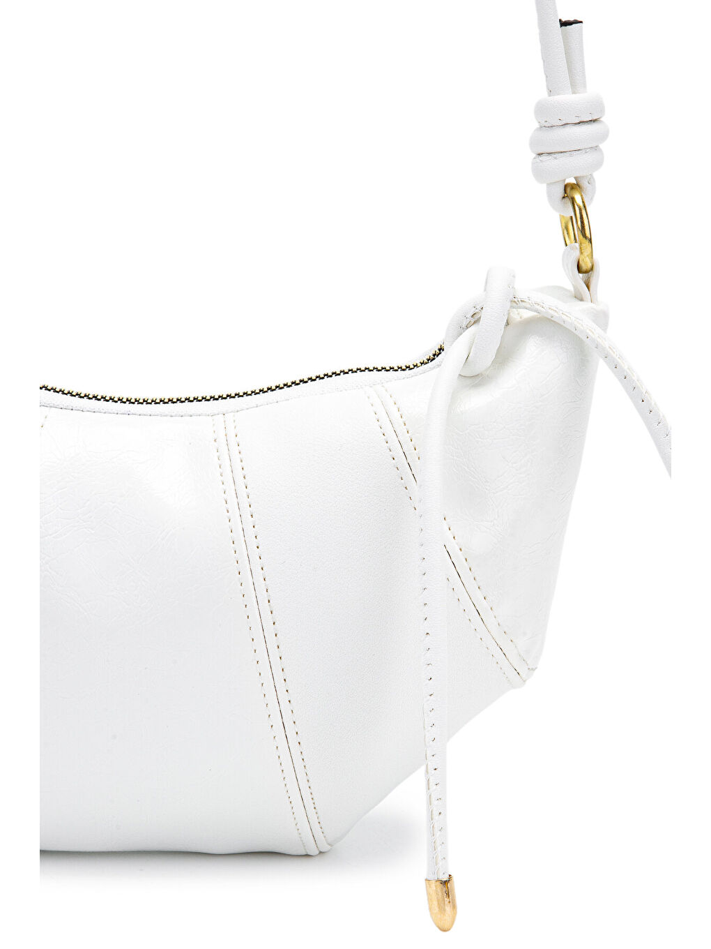 İp Sarkıt Detaylı Suni Deri Bohem Tarz Wade Kadın Çapraz Çanta Beyaz-1