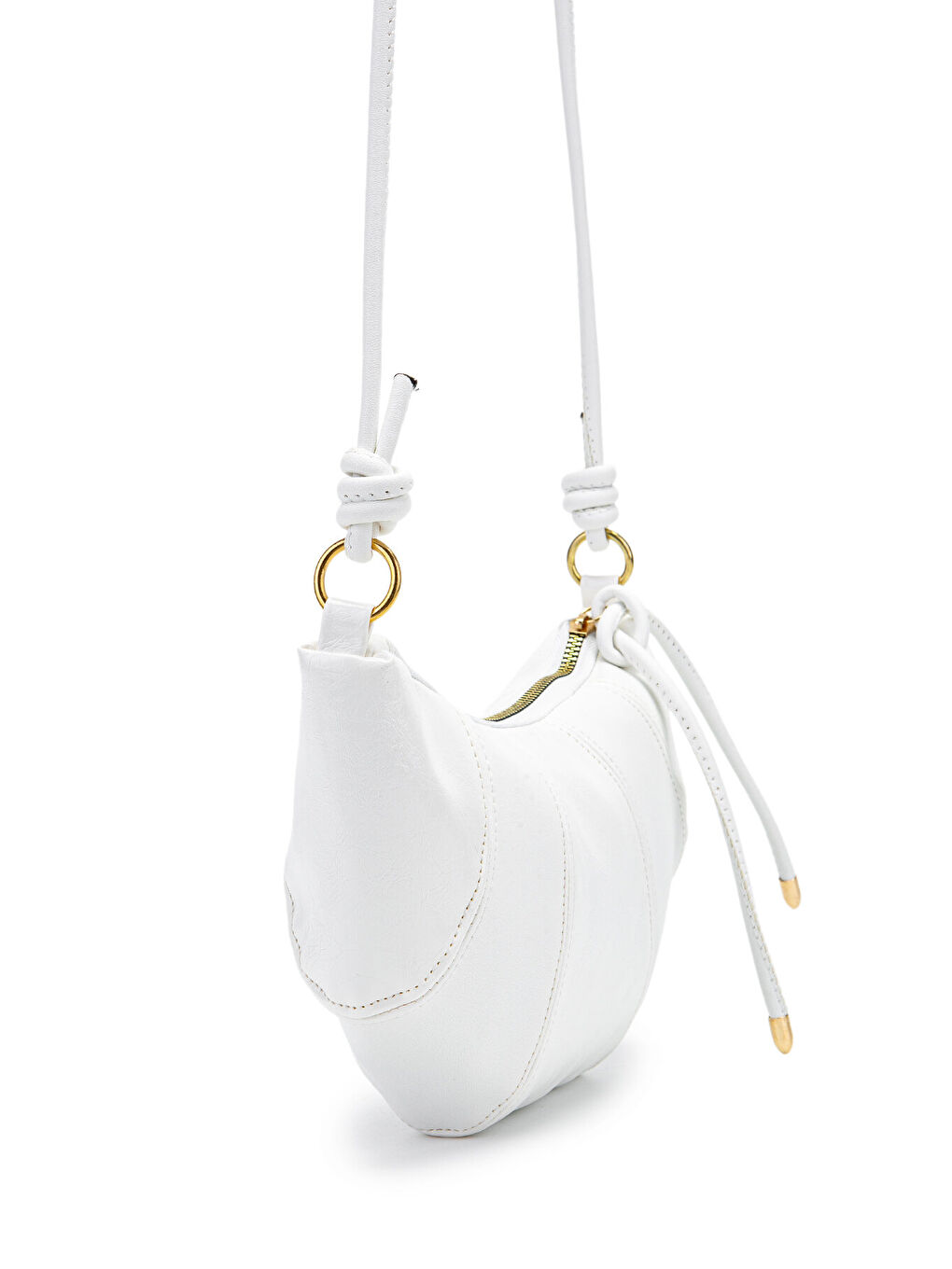 İp Sarkıt Detaylı Suni Deri Bohem Tarz Wade Kadın Çapraz Çanta Beyaz-2