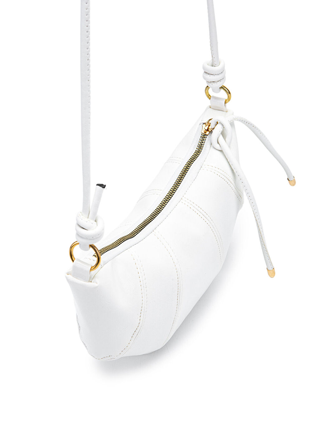 İp Sarkıt Detaylı Suni Deri Bohem Tarz Wade Kadın Çapraz Çanta Beyaz-3