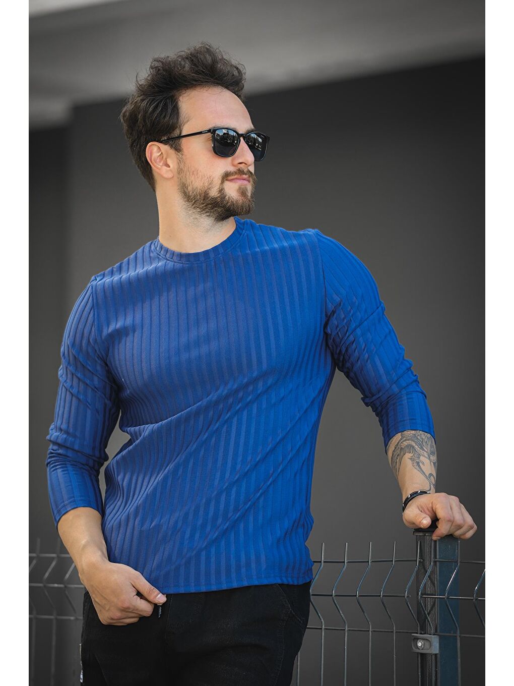 Mavi Jordao Fitilli Slim Fit Elastanlı Bisiklet Yaka Erkek Uzun Kol Tshirt-1