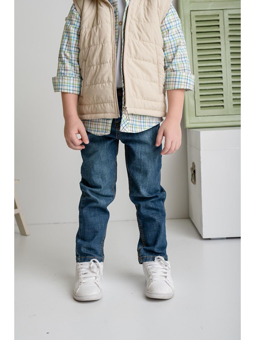 Erkek Çocuk Yelekli Dörtlü Takım - Yeşil-3