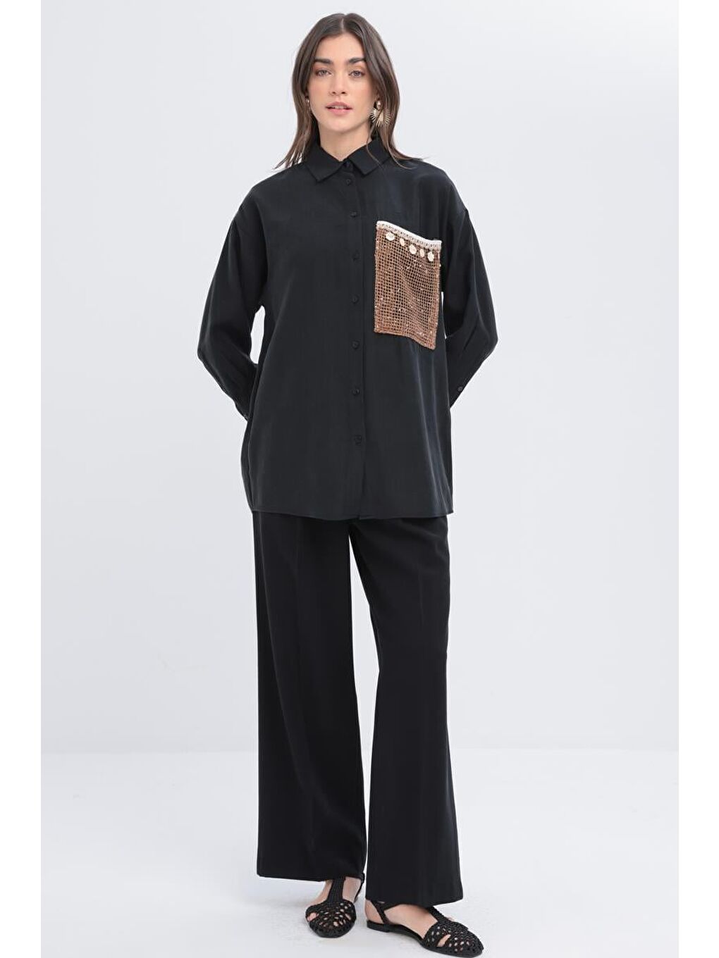 Siyah-File Garnili Gömlek-1