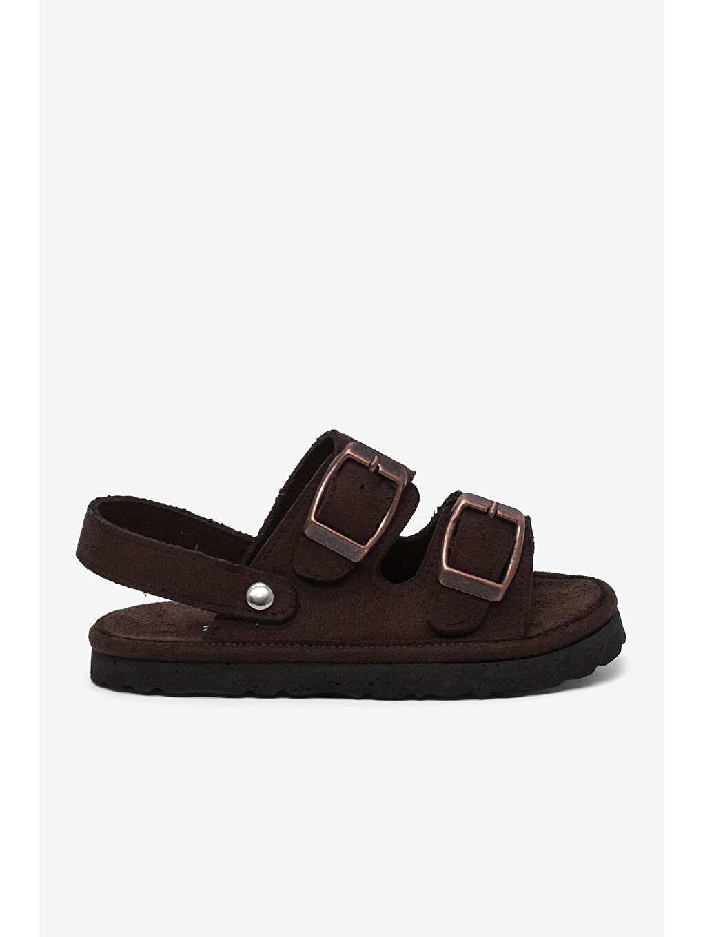 Kahverengi Çocuk Unisex Acı Kahve Rahat Kalıp Çift Tokalı Bebe Paitk Sandalet