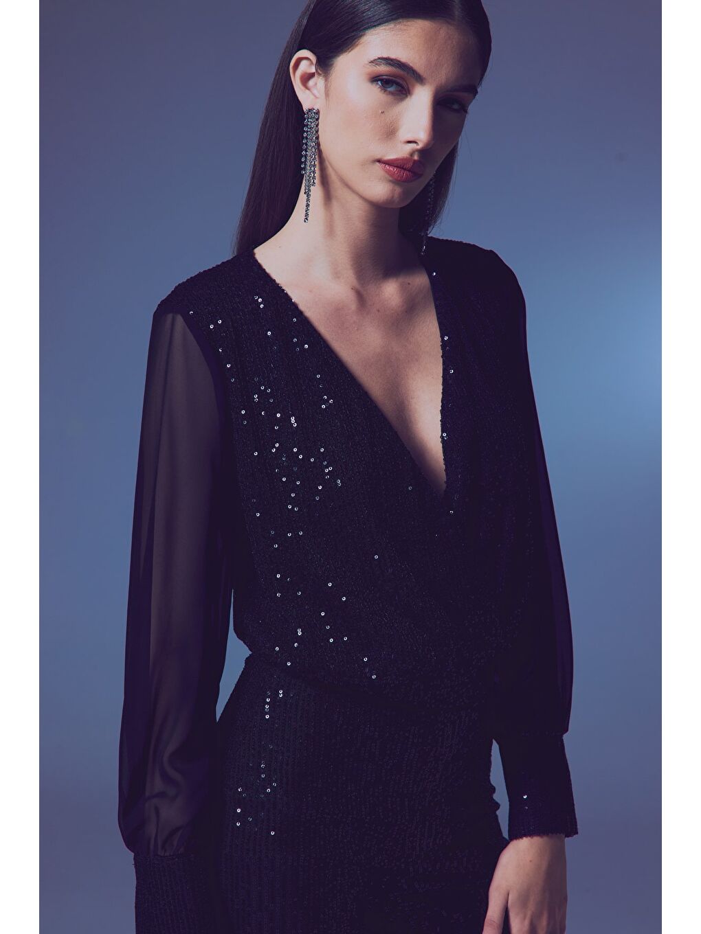 Şifon Kol Bodysuit Bluz - Siyah