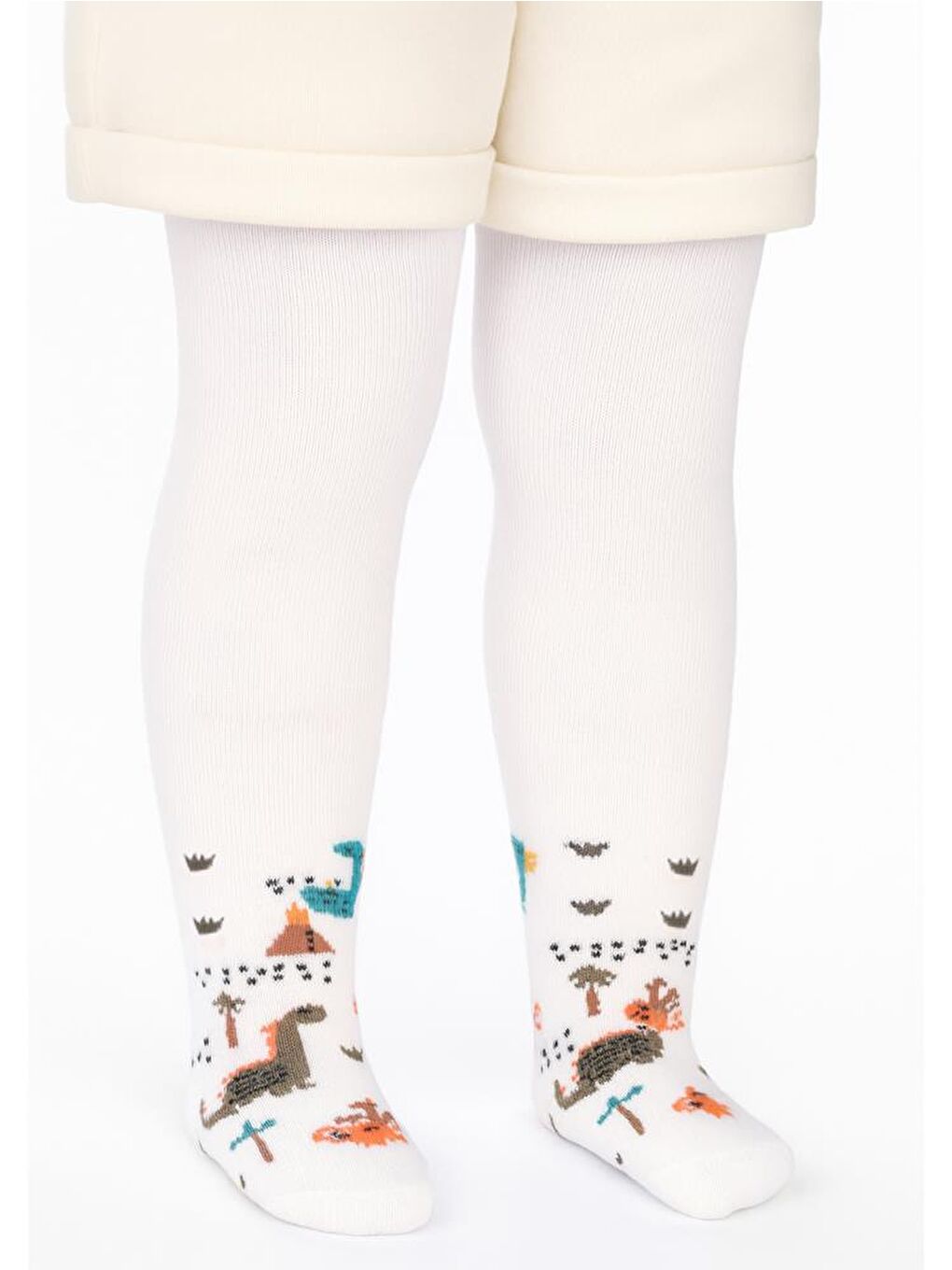 Ekru Baby Dinozor Havlu 6-18 Ay Bebek Erkek Külotlu Çorap