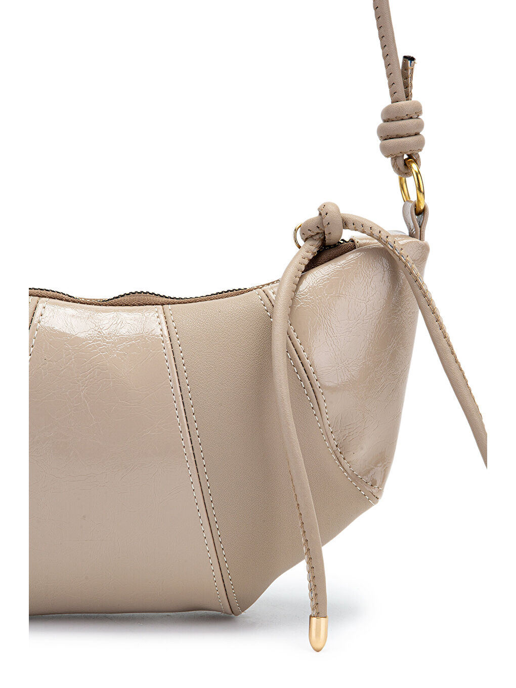İp Sarkıt Detaylı Suni Deri Bohem Tarz Wade Kadın Çapraz Çanta Bej-1