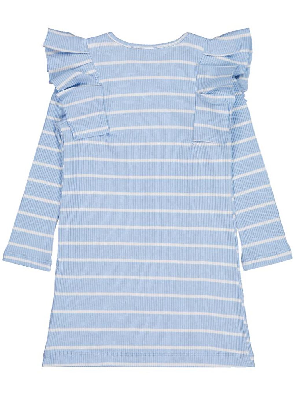 Girls Çizgili 6-9 Yaş Elbise - Mavi 8-9 Yaş