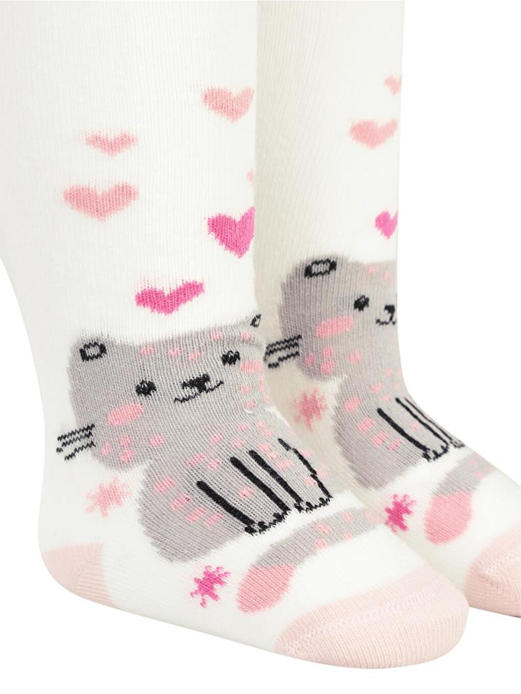 Ekru Baby Kedi 6- Bebek Kız Külotlu Çorap