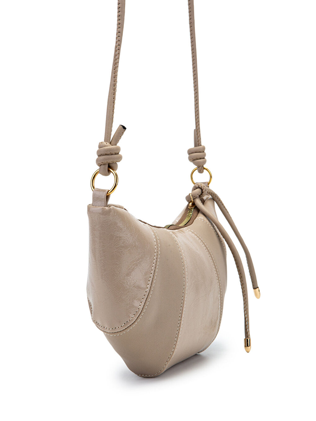 İp Sarkıt Detaylı Suni Deri Bohem Tarz Wade Kadın Çapraz Çanta Bej-2