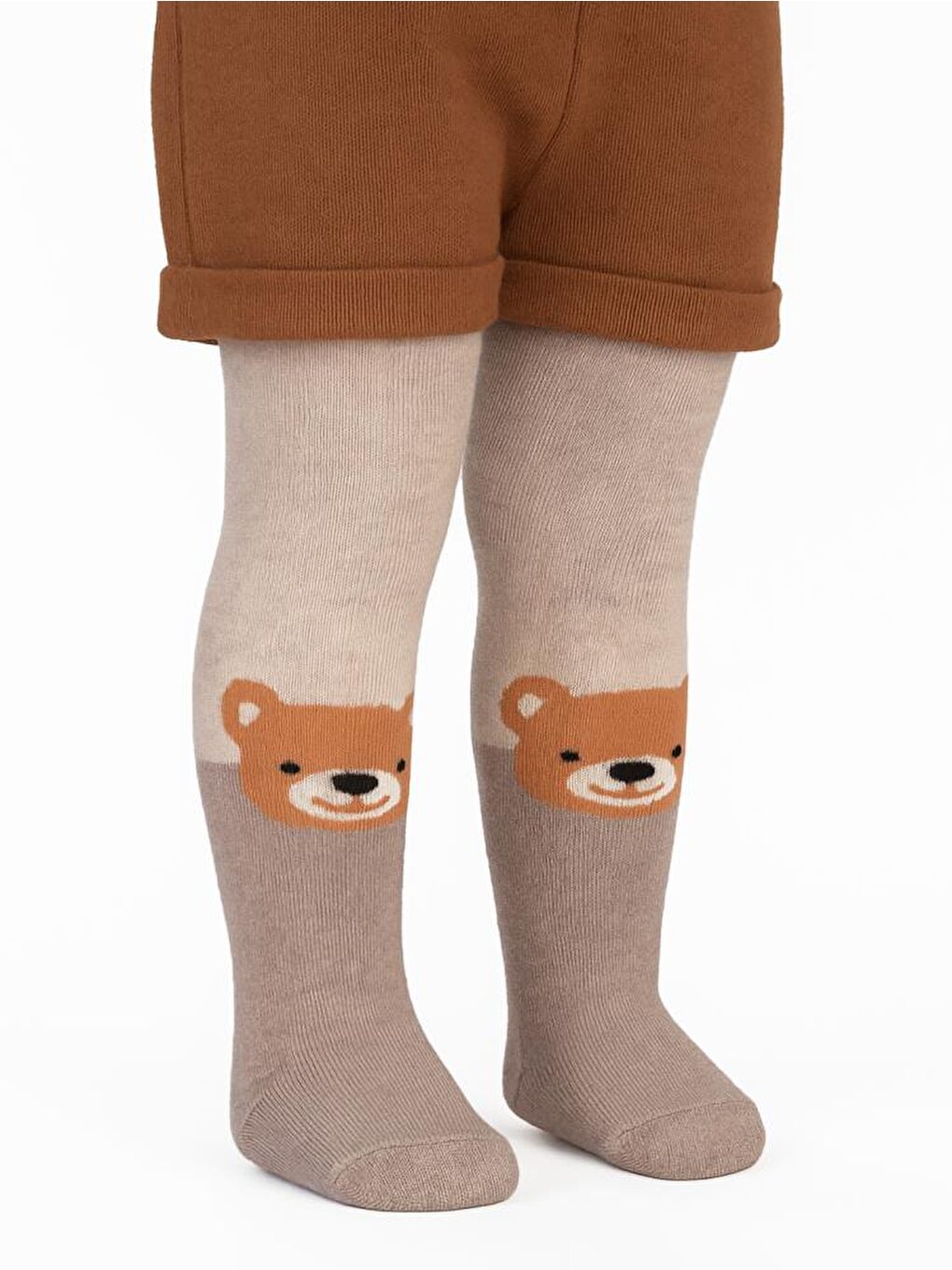 Bej Baby Face Bear Havlu 0-24 Ay Bebek Erkek Külotlu Çorap-1