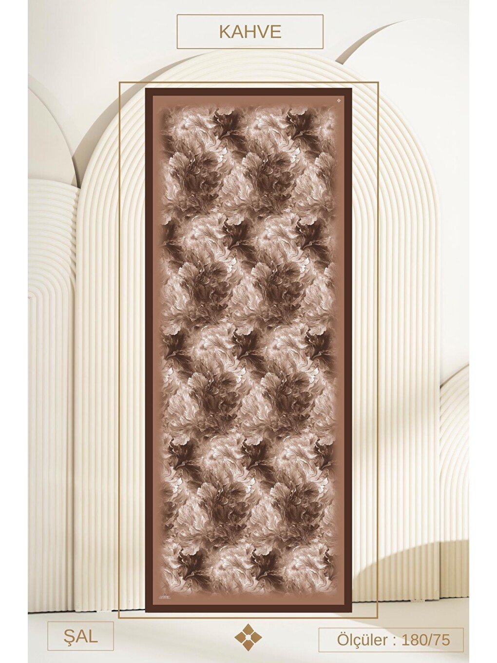 Kahverengi Desenli Kırışık Dokulu Bloom Soft Şal-1
