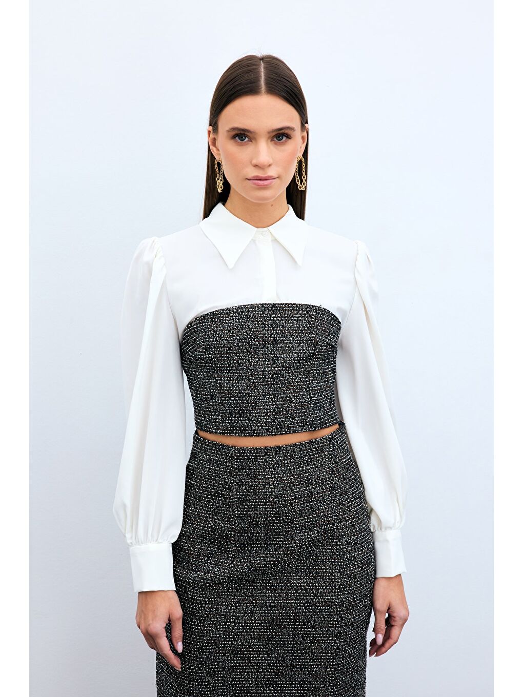 Kahverengi Tüvitli Gömlek Bluz - Kahve