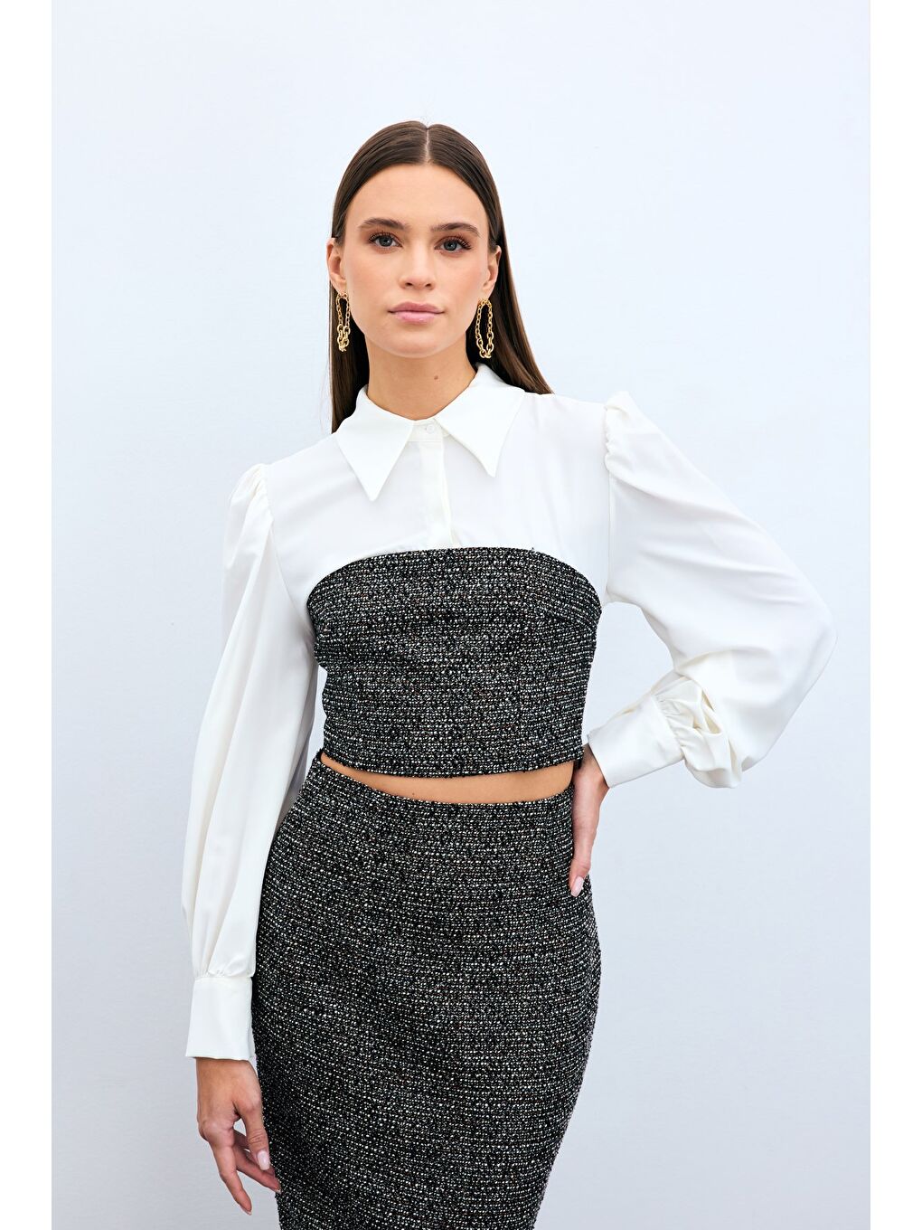 Kahverengi Tüvitli Gömlek Bluz - Kahve-1