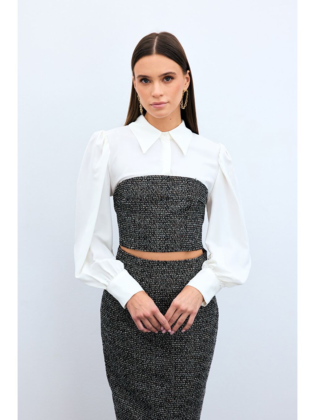 Kahverengi Tüvitli Gömlek Bluz - Kahve-2