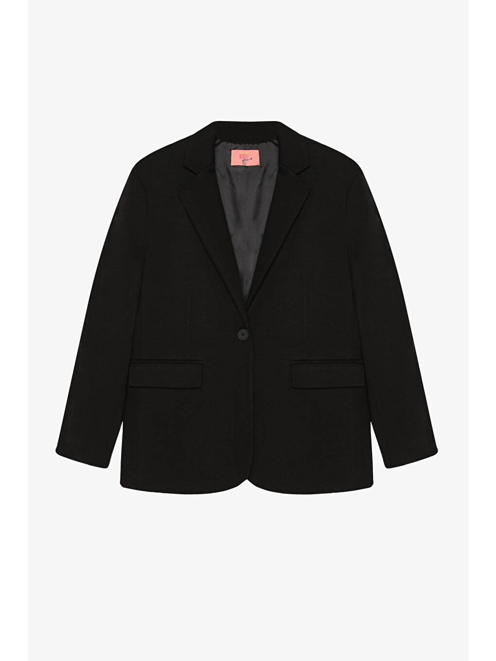 Tek Düğmeli Yumuşak Dokulu Oversize Blazer Ceket Siyah-1