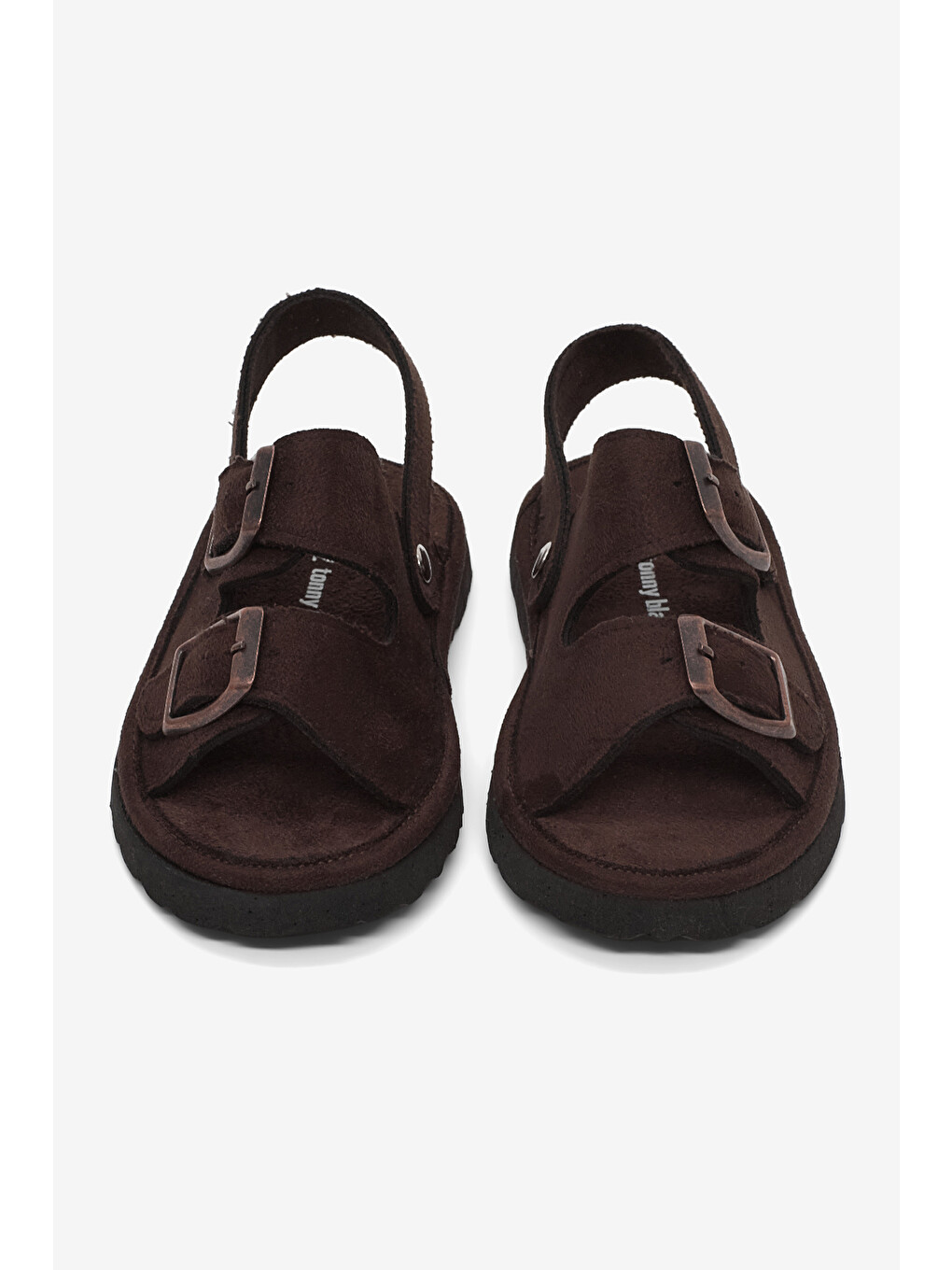 Kahverengi Çocuk Unisex Acı Kahve Rahat Kalıp Çift Tokalı Bebe Paitk Sandalet-3