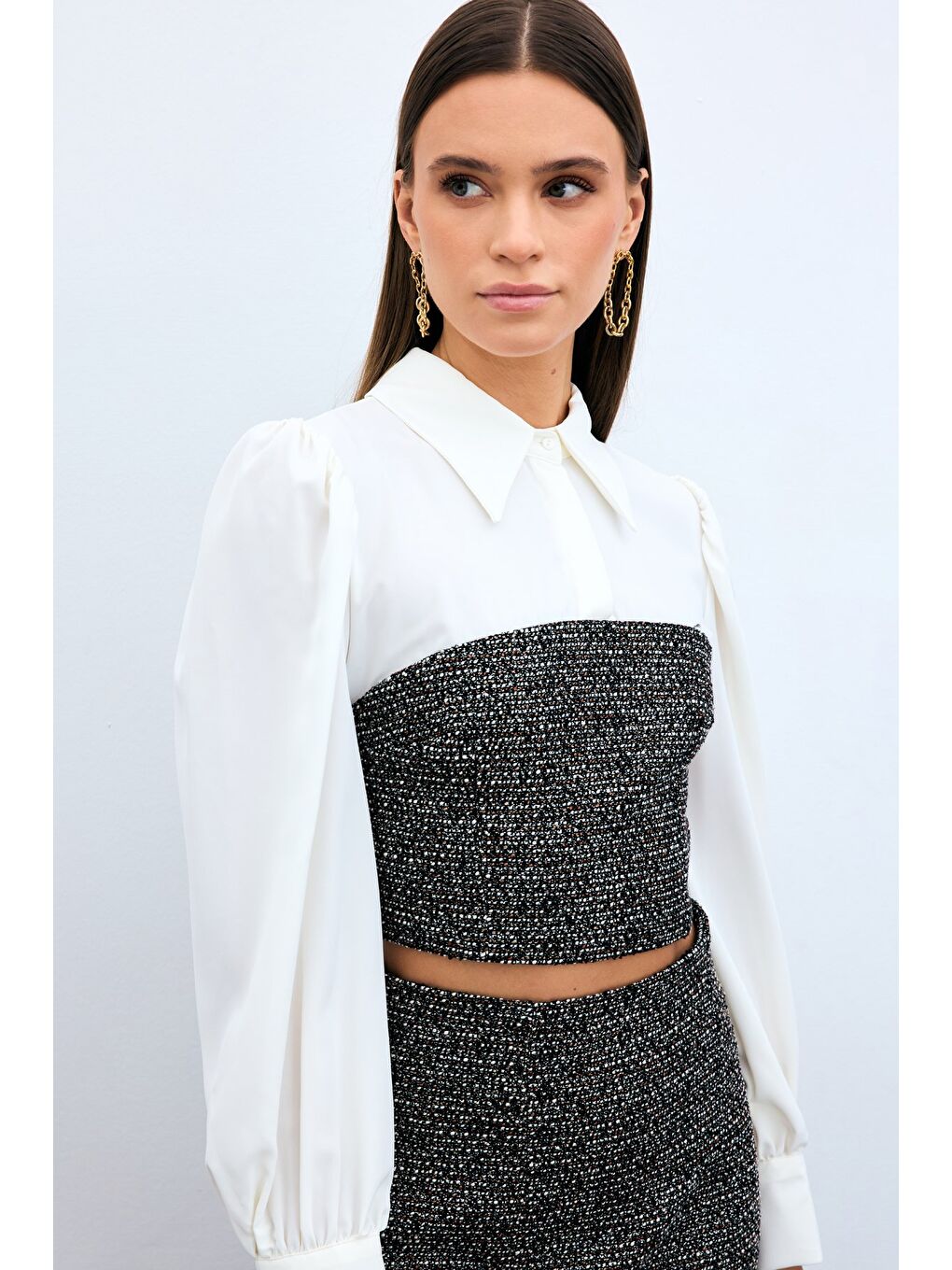 Kahverengi Tüvitli Gömlek Bluz - Kahve-4