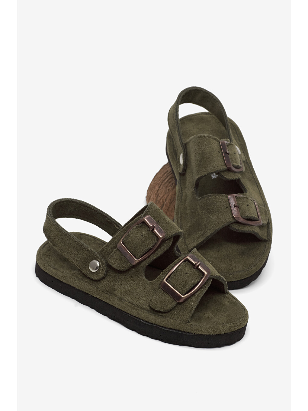Çocuk Unisex Haki Rahat Kalıp Çift Tokalı Bebe Paitk Sandalet-3