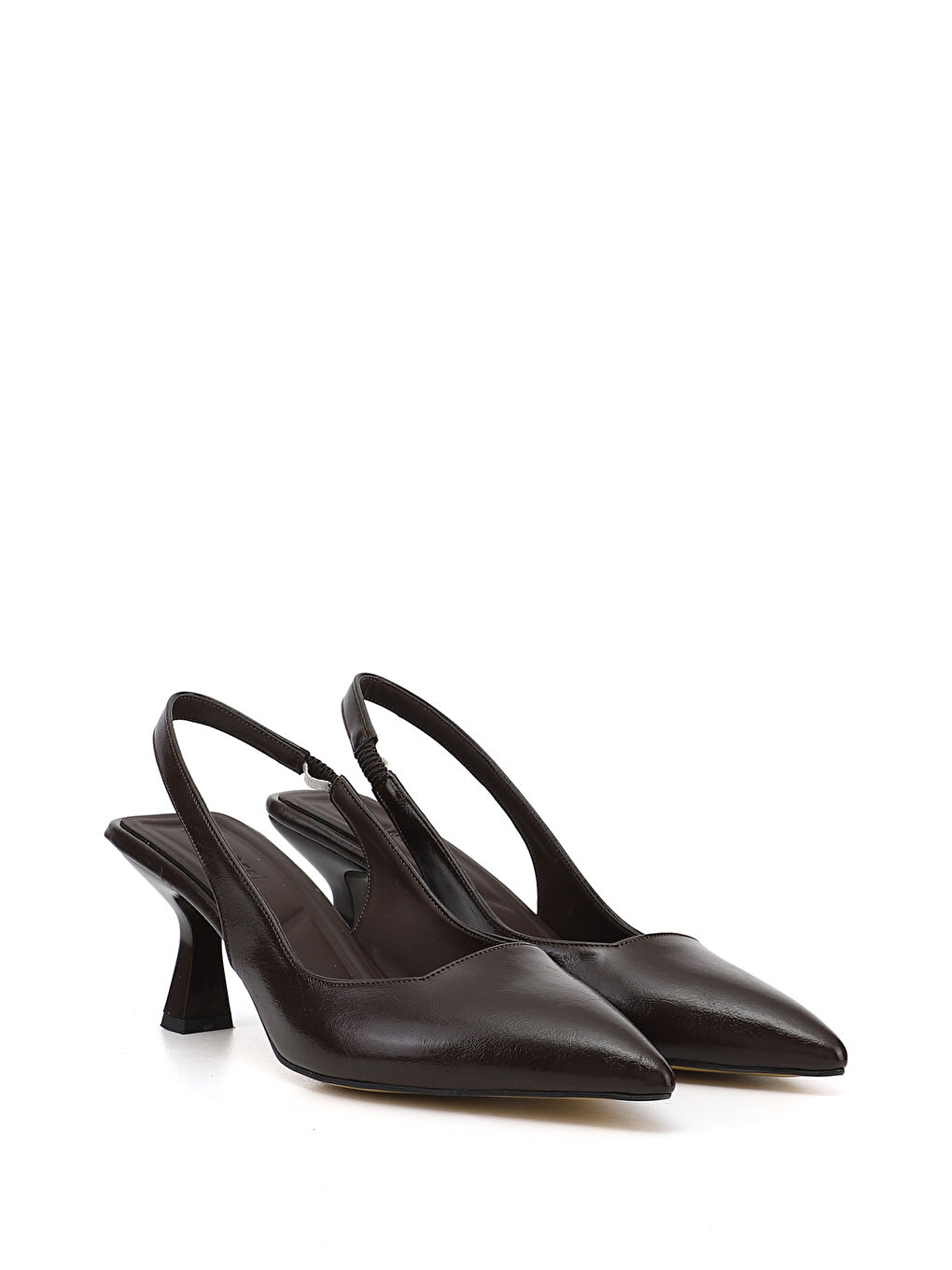 Kahverengi Kadın KAHVERENGİ Sivri Burun Kadeh Ökçe Arkası Açık Ayakkabı-3