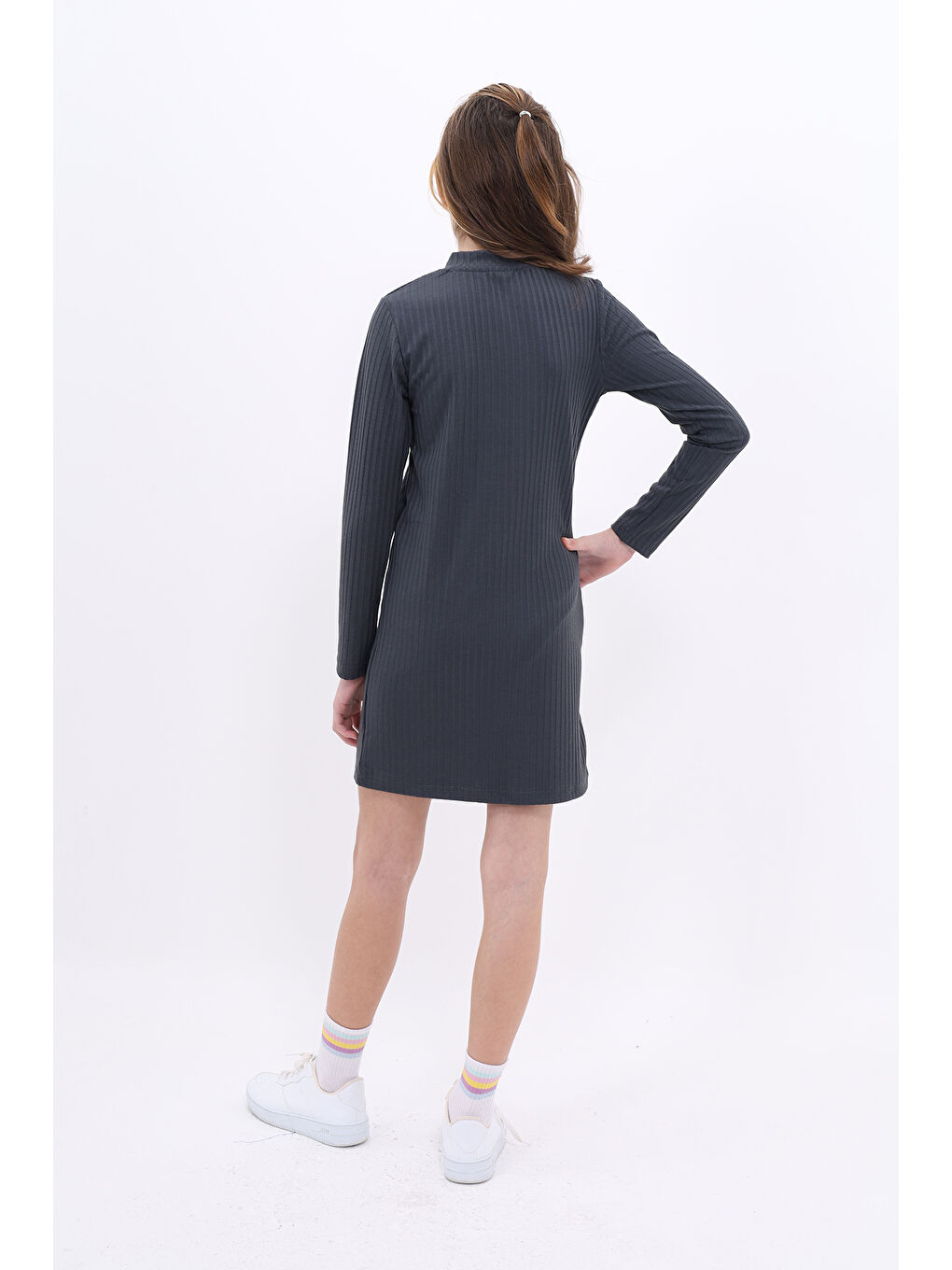 Antrasit Kız Çocuk Elbise-4