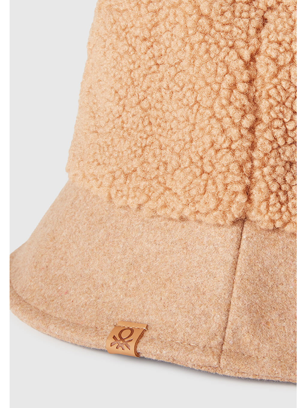 Kahverengi Kadın Taba Pamuk Karışımlı Logo Detaylı Suni Kürk Bucket Şapka-2