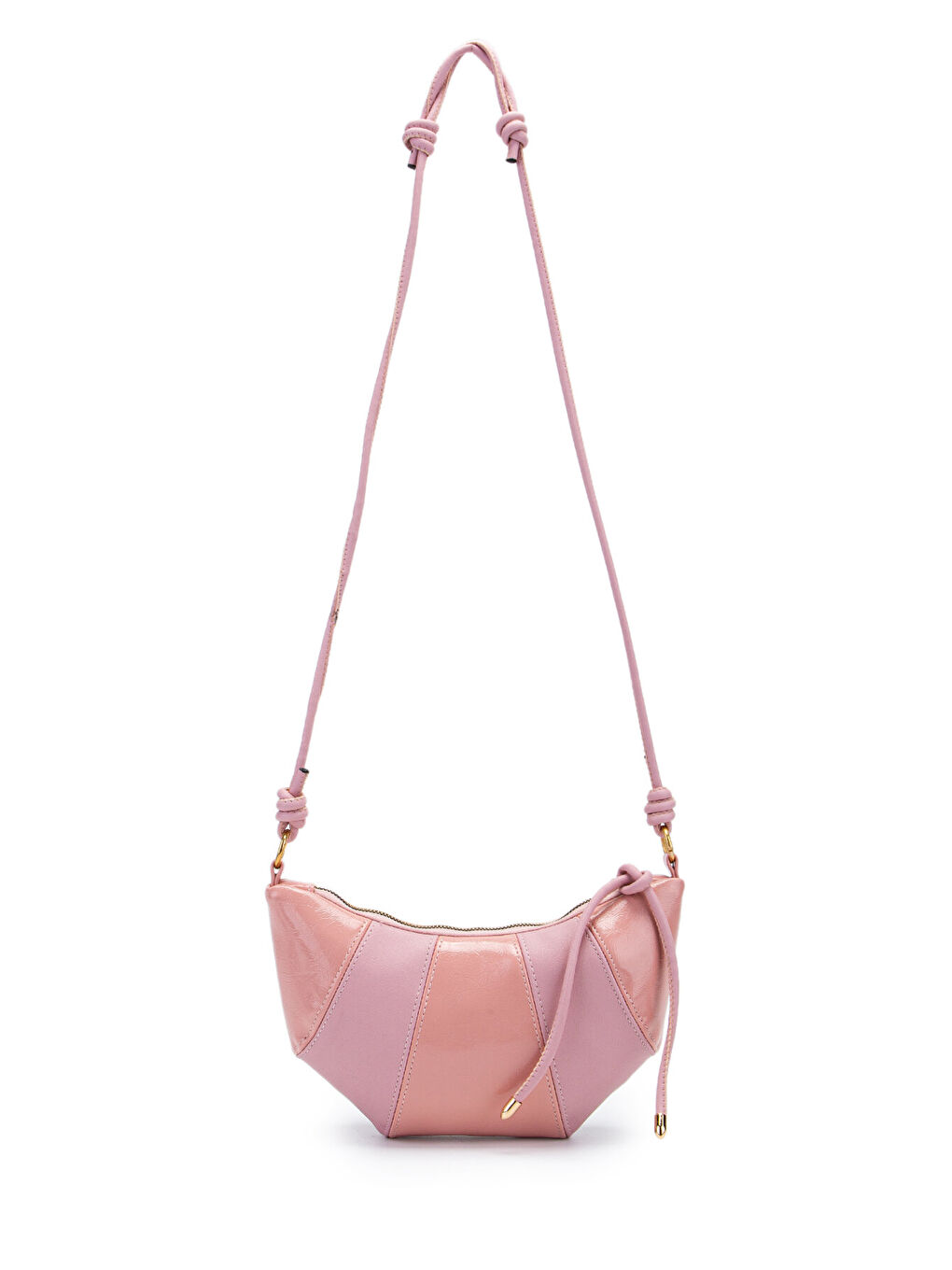 Pembe İp Sarkıt Detaylı Suni Deri Bohem Tarz Wade Kadın Çapraz Çanta Pudra