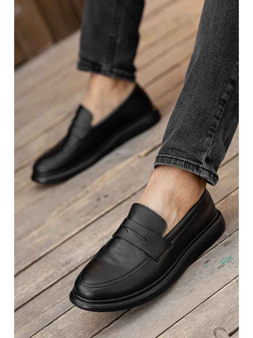 Siyah D0873 Günlük Ortopedik Erkek Klasik Ayakkabı-2