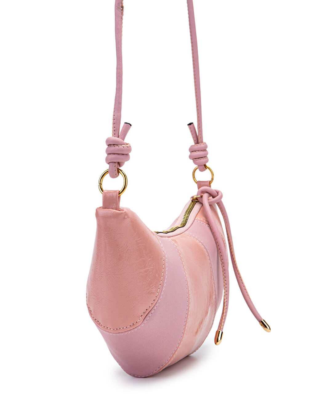 Pembe İp Sarkıt Detaylı Suni Deri Bohem Tarz Wade Kadın Çapraz Çanta Pudra-2