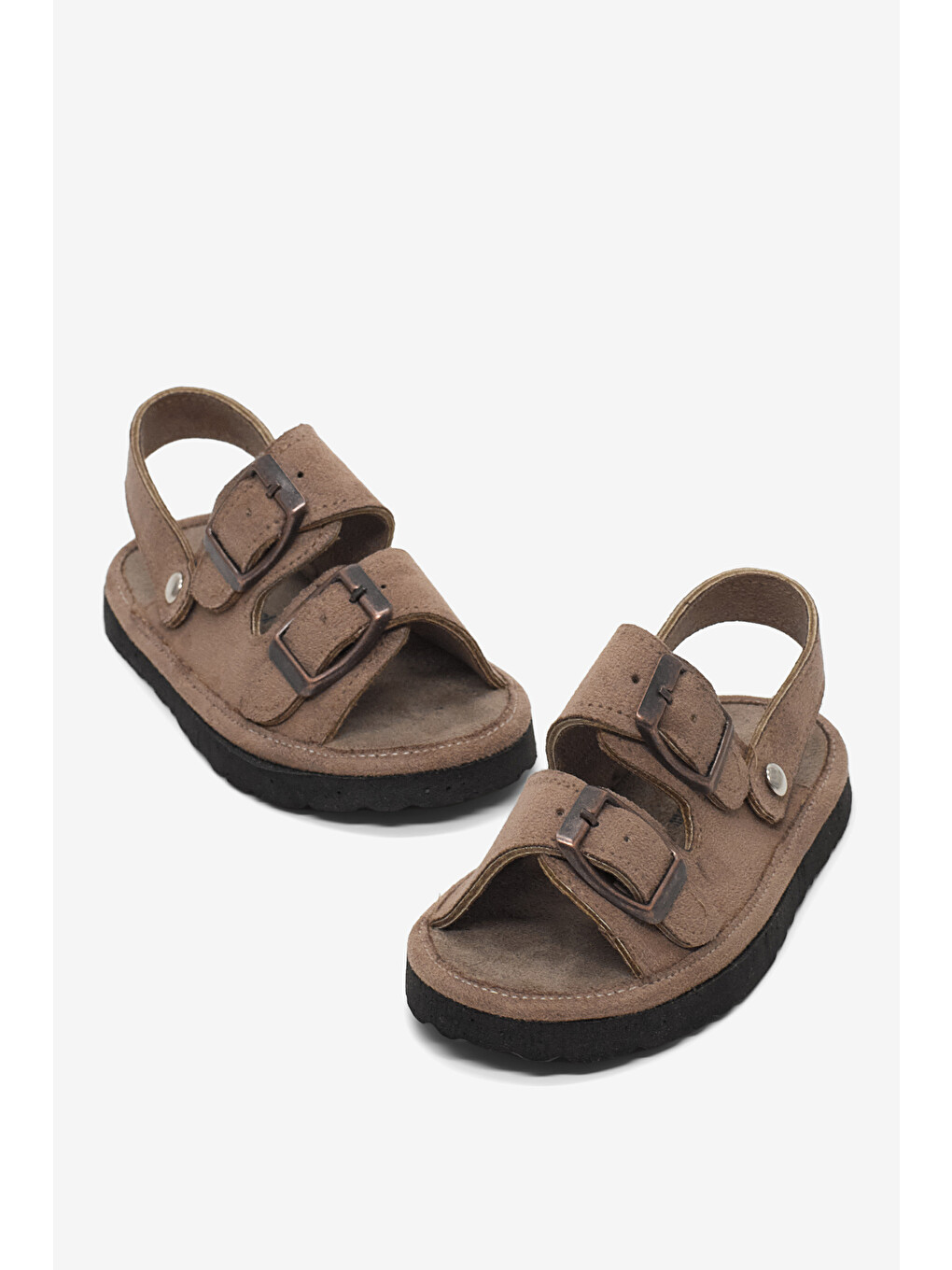 Bej Çocuk Unisex Vizon Rahat Kalıp Çift Tokalı Bebe Paitk Sandalet-1