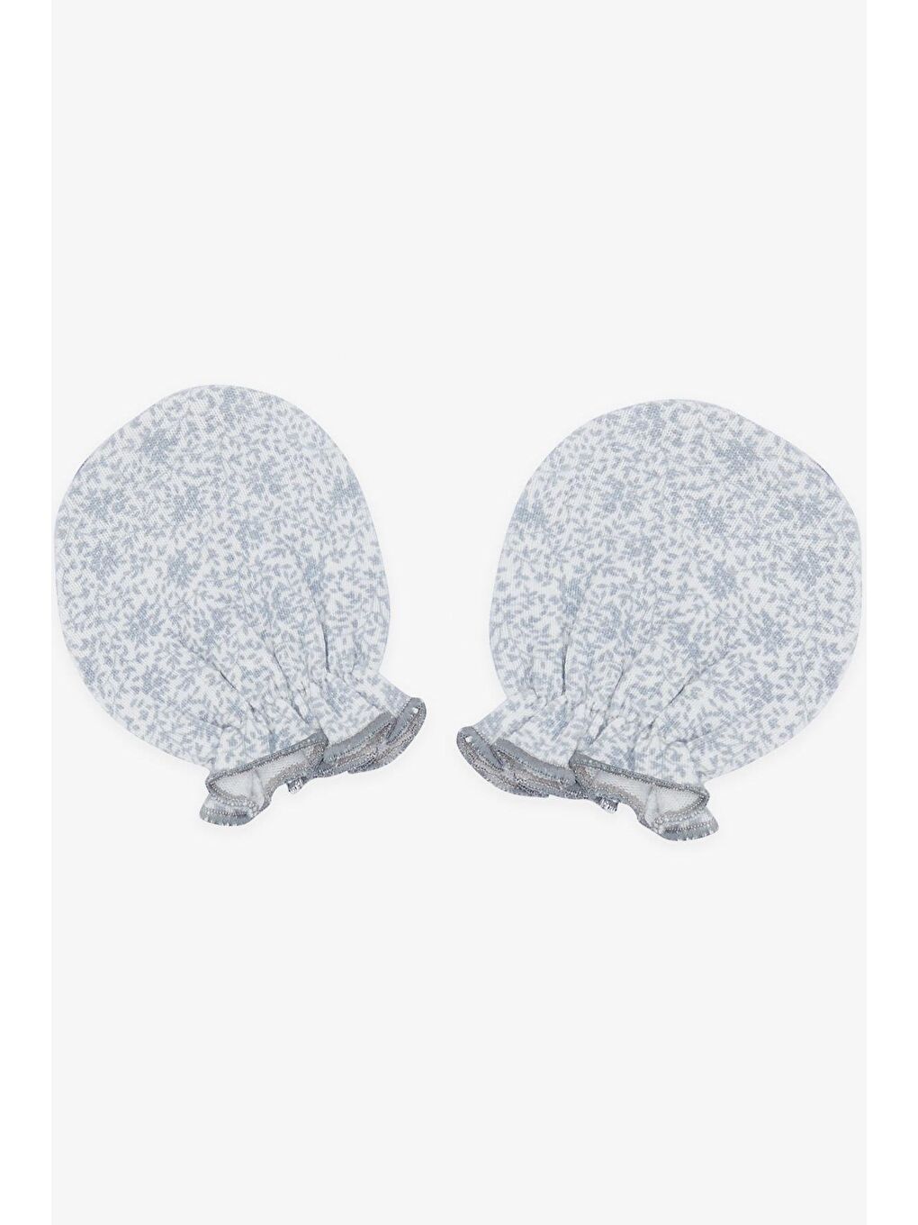 Yenidoğan Bebek Eldiveni Yaprak Desenli Gri (7 X 9 Cm)-1