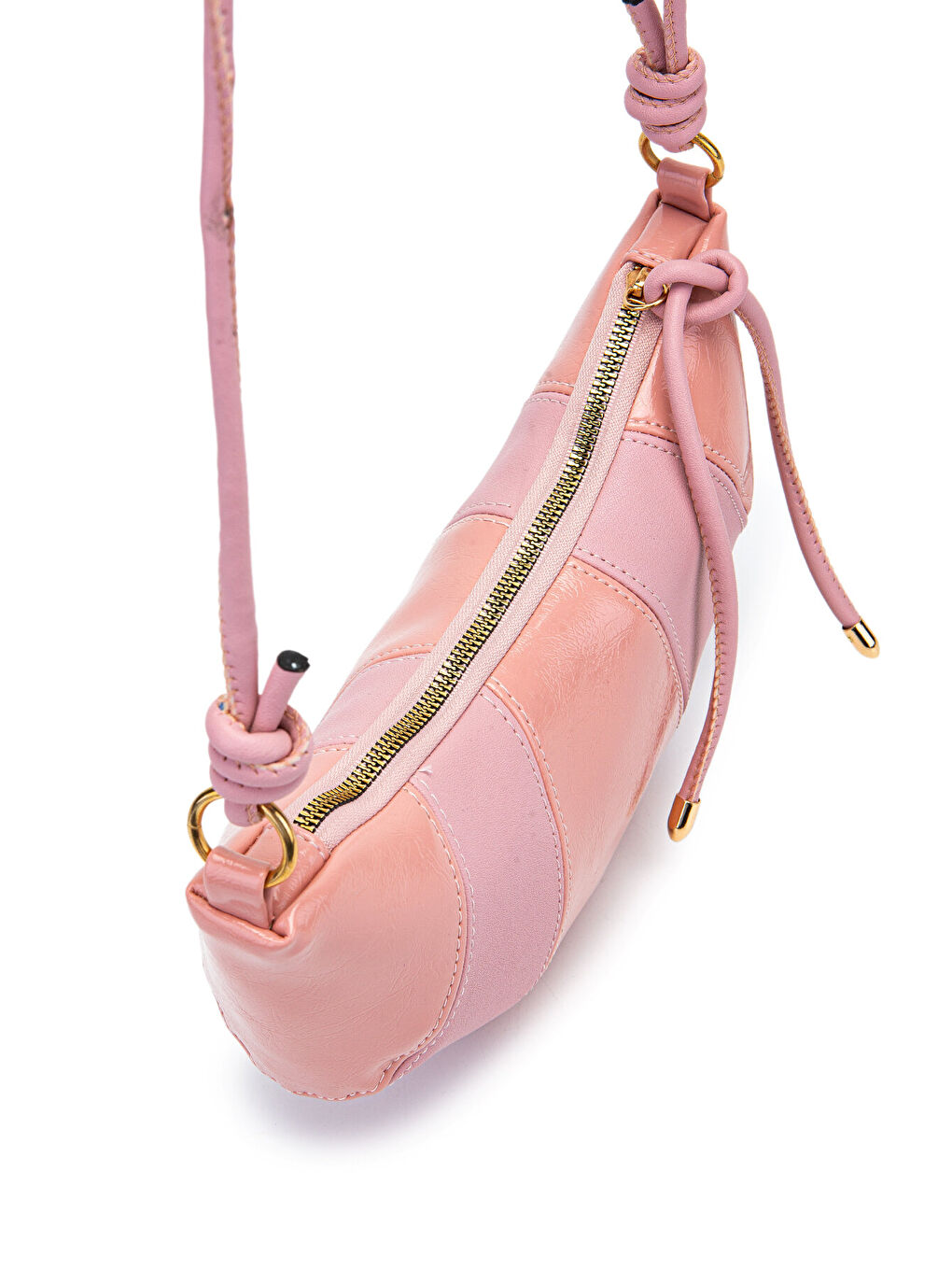 Pembe İp Sarkıt Detaylı Suni Deri Bohem Tarz Wade Kadın Çapraz Çanta Pudra-3