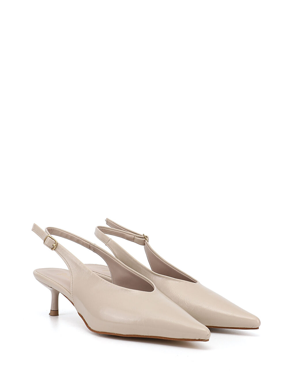 Bej Kadın YENİ BEJ İnce Topuklu Arkası Açık Ayakkabı-3