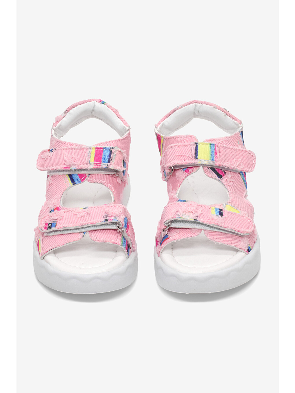 Pembe Çocuk Unisex Pudra Rahat Kalıp Renk Desenli Çift Cırtlı Sandalet-2