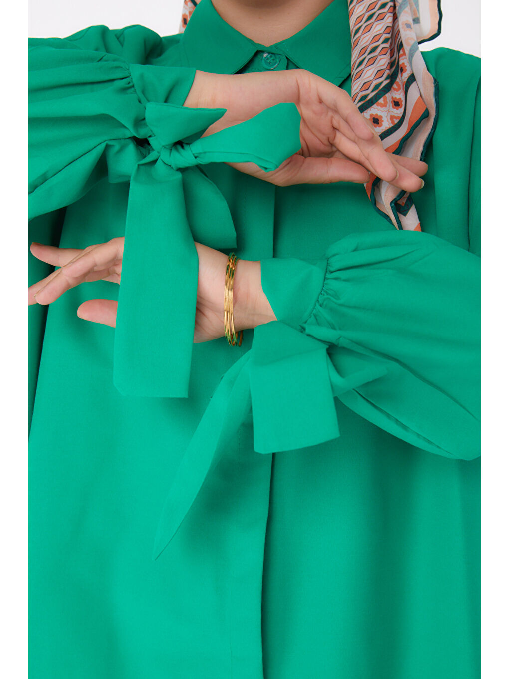 Yeşil Kol Detaylı İkili Takım Yesil - 27085-4