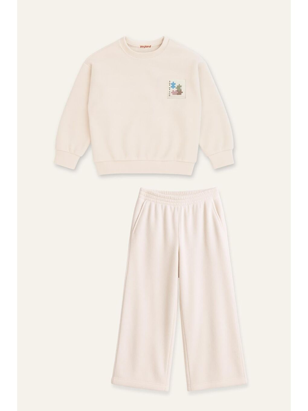 Ekru Kız Çocuk Polar İkili Takım - Krem