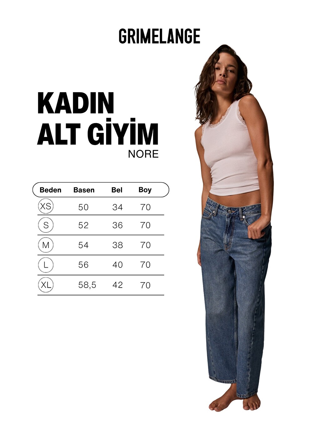 Nore Kadın Standart Bel Barel Relaxed Jean Mavi Pantolon-6