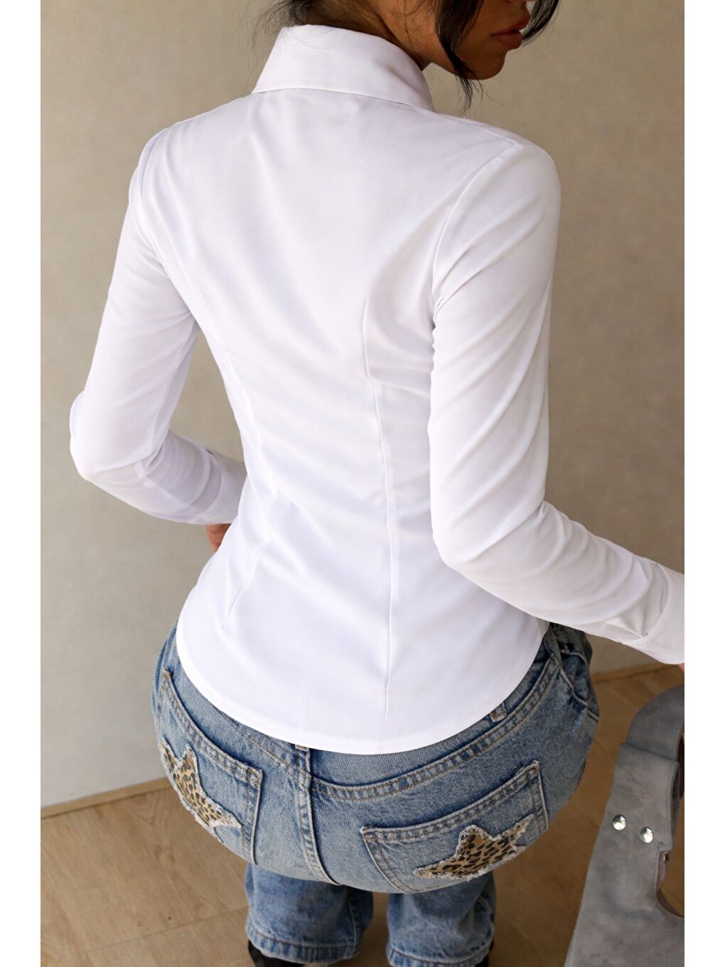 Beyaz Kadın Premium Gömlek Slim Fit Uzun Kollu Ofis Günlük Kombin Basic Klasik Gömlek-1