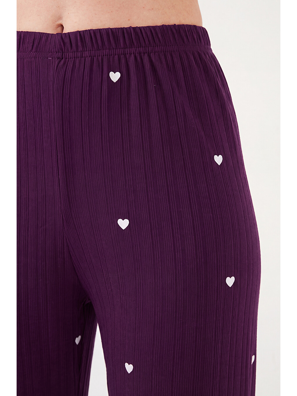 Mürdüm Askılı V Yaka Lastikli Bel Fitilli Pijama Takımı 65780604-5
