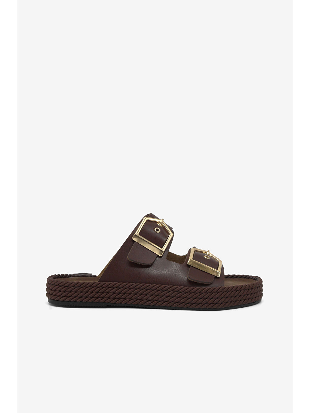 Kahverengi Kadın Kahve Rahat Kalıp Hazır Taban Tokalı Terlik-3