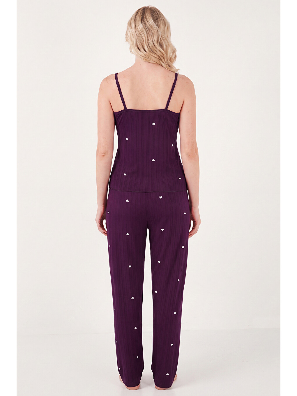 Mürdüm Askılı V Yaka Lastikli Bel Fitilli Pijama Takımı 65780604-6