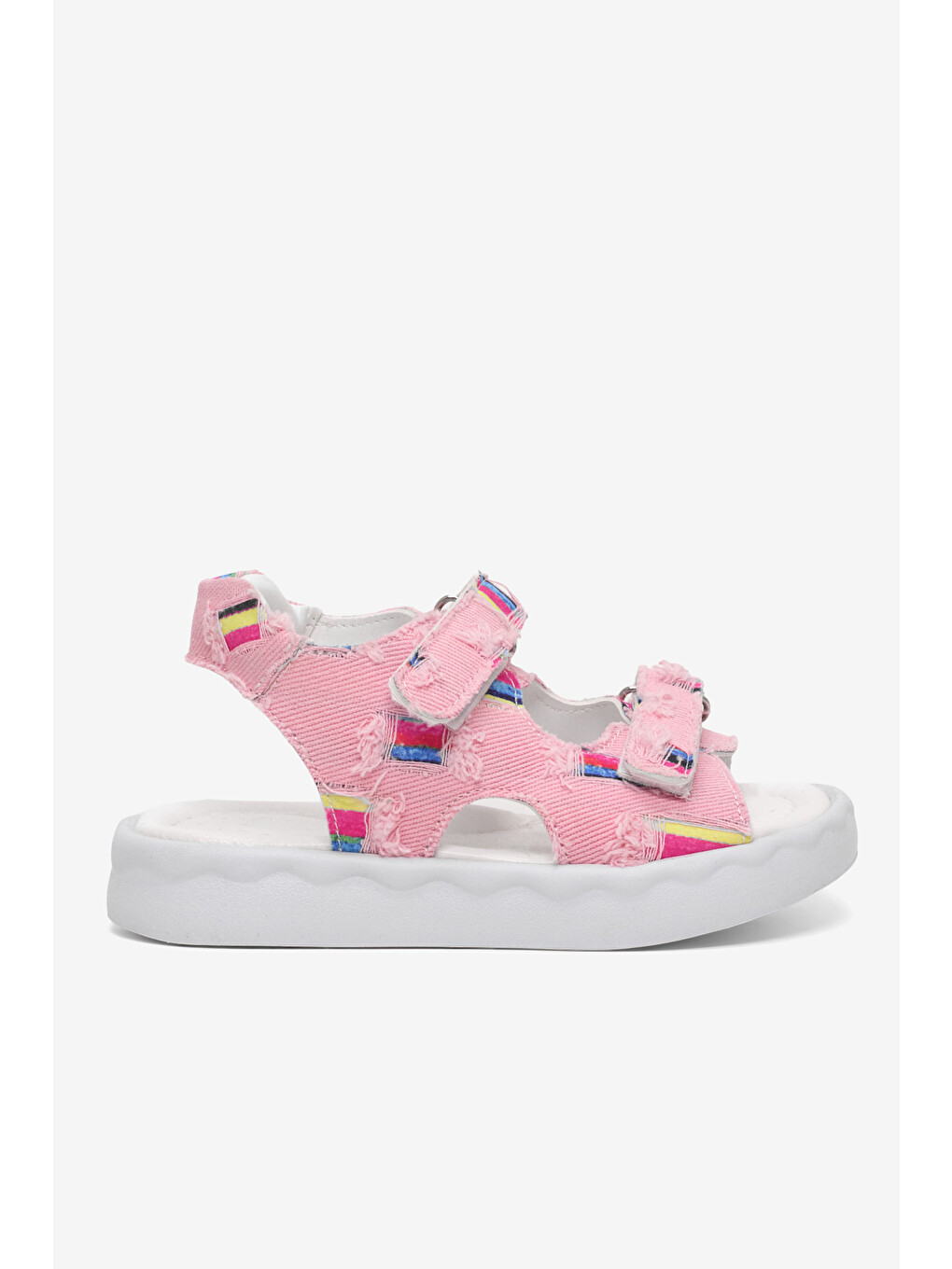 Pembe Çocuk Unisex Pudra Rahat Kalıp Renk Desenli Çift Cırtlı Sandalet-4